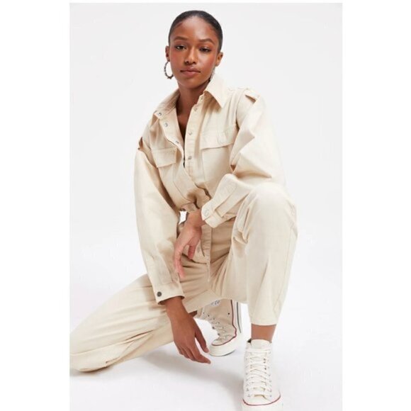 GOOD AMERICAN Cinched Jumpsuit in Tusk001 Size 1 (Small) - Picture 8 of 9